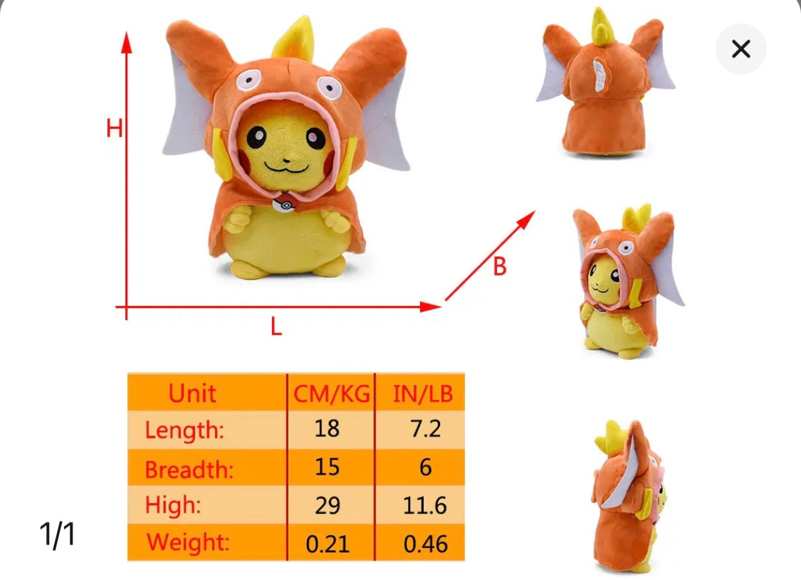 Pikachu Cosplay Plush Toy