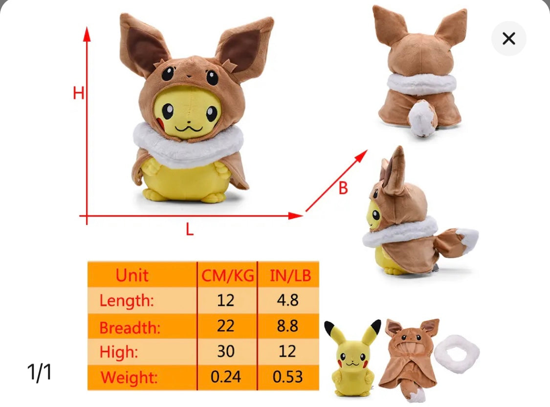 Pikachu Cosplay Plush Toy